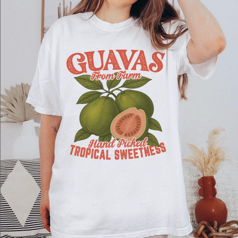 Commercial Printing Trends - Camiseta Gráfica Retrô de Goiaba, Camiseta